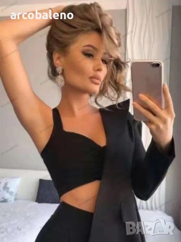 Едноцветен дамски елегантен костюм от три части, 3цвята , снимка 5 - Костюми - 39922334