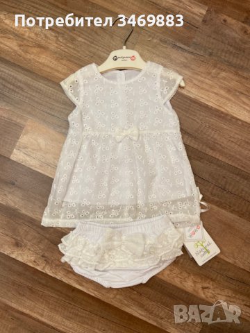 Бяла рокля за бебка от 1 до 3 месеца, снимка 3 - Бебешки рокли - 37732606