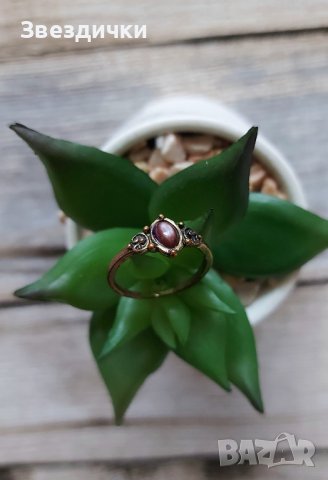 Винтидж пръстен с кафяви камък