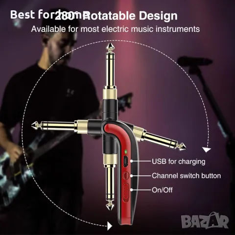 Безжична система за китара  с двойни жакове LEKATO, снимка 3 - Китари - 50044883