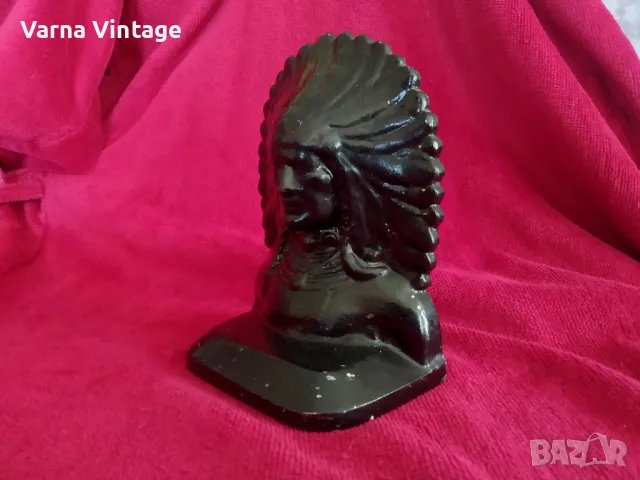 Стар метален бюст на индианец, снимка 3 - Антикварни и старинни предмети - 49809675