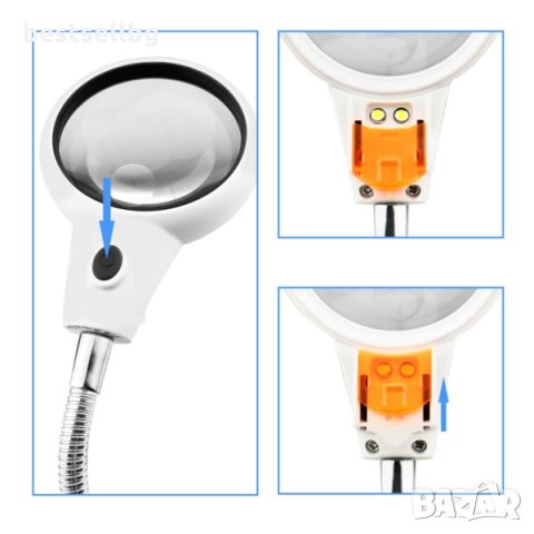 Мощна настолна лупа лед осветление свободни ръце трета ръка запояване, снимка 6 - Поялници и запояване - 28966514