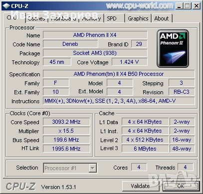 Продавам процесор за настолен компютър AMD Phenom II X2 550 Black Edition, снимка 2 - Процесори - 39281122