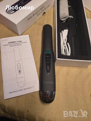 Преса за изправяне и къдрене на коса, безжична, керамично покритие, USB зареждане, снимка 3 - Преси за коса - 51942980