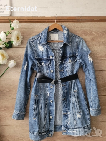 Дълго дънково яке , снимка 8 - Якета - 52074531