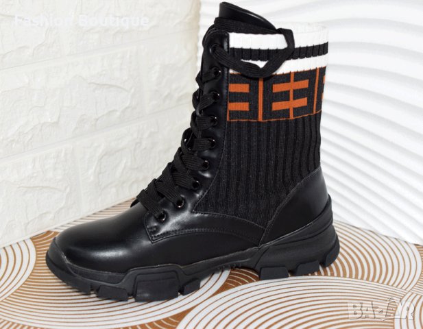 Дамски, кожени боти-чорап , снимка 5 - Дамски боти - 44035626