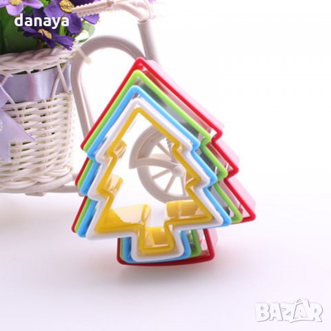 606 Форми за коледни сладки елхички резци за тесто коледна елха 5бр в комплект, снимка 2 - Форми - 32468304