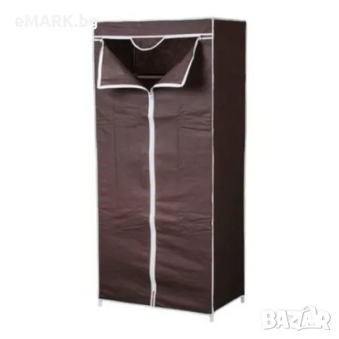 Кафяв сгъваем гардероб от текстил 70х44х155 см, снимка 1