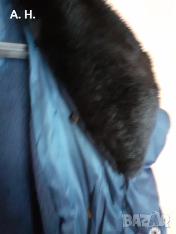 Синьо яке със сваляща се яка и колан, снимка 5 - Якета - 51353950