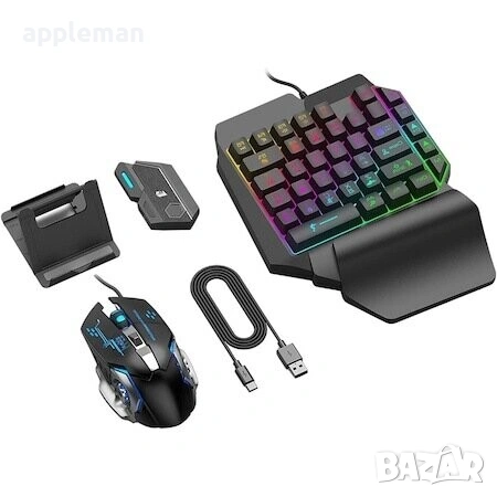 Комплект 5 в 1 Геймърска клавиатура и мишка за смартфон и таблет COMBO, снимка 4 - Клавиатури и мишки - 53334145