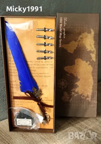 луксозен калиграфски комплект с перо и мастило 