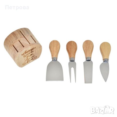 Ножове за сирена/Комплект ножове за сирена на стойка, снимка 2 - Прибори за хранене, готвене и сервиране - 43789847