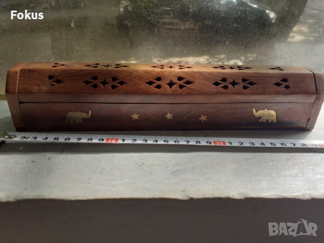 Стара дървена кутия с месинг - ароматизатор, снимка 3 - Антикварни и старинни предмети - 37145820