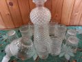 Гарафа, девет чашки и купичка за ядки релефно стъкло, снимка 1 - Други - 42035678