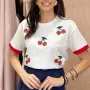 памучни дамски тениски с череши , снимка 3