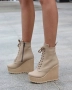 Боти на платформа - бежова кожа - NO6 , снимка 2