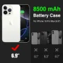 Калъф с батерия за iPhone 16 Pro Max, 15W 8500mAh (6.9 инча) син, снимка 2