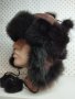 Дамска шапка кожена ушанка- мпш60, снимка 1