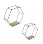 Декоративни рафтове, Метални, шестоъгълници, Дървена основа, 2 размера, 2 бр., снимка 2
