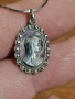 Старинен сребърен медальон Дева Мария, богородица,  с орнаменти сребърна икона на богодорица сребро, снимка 2