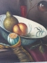 Rens 100х80см/стара голяма картина масло върху платно/натюрморт/маса-съдове-плодове/дървена рамка, снимка 5