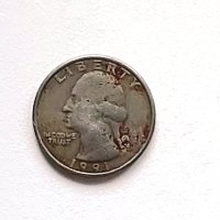 Монети Четвърт долар 1991, 2 нови пенса 1981, 2,50 ескудо 1962, снимка 1 - Нумизматика и бонистика - 43792702
