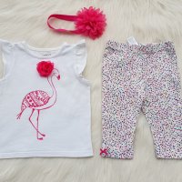 Тениска фламинго и късо клинче за момиче 80-86см., снимка 6 - Комплекти за бебе - 33242090