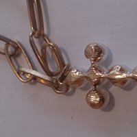 Разкошен позлатен ланец с кръст перли -7329, снимка 5 - Колиета, медальони, синджири - 28842217
