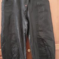 Дамски рокерски панталон от естествена кожа с подплата. Страхотна кройка., снимка 1 - Панталони - 33616057