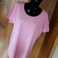 Нова изчистена светло розова тениска тип туника ХЛ, снимка 1 - Тениски - 32985692