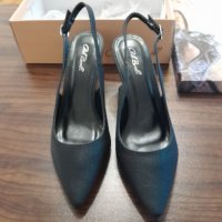 Дамски черни кожени обувки с ток 39 номер НОВИ, снимка 2 - Дамски обувки на ток - 39529219
