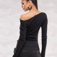 Блуза  от рипс в черно ХS, снимка 2 - Блузи с дълъг ръкав и пуловери - 27301937