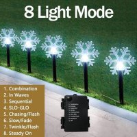 Нови 5 броя Коледни светлини LED снежинки с 8 режима и таймер, снимка 3 - Други - 43102140