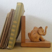 стар ограничител за книги със слон, фигура, дърворезба, снимка 3 - Статуетки - 29280609