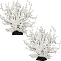 Нов Комплект от 2 броя Бял Коралов орнамент Декор Аквариум Риби, снимка 1 - Аквариуми - 43003572