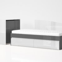 Легло Лео 90 с матрак 90/200 см., две чекмеджета, бял гланц,, снимка 9 - Мебели за детската стая - 43967188