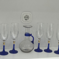 Чаши за вино синьо стъкло , снимка 4 - Чаши - 44847505