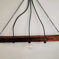 Дървен полилей тип Винтидж , снимка 6 - Лампи за таван - 43844829