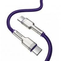 Type-C към Type-C кабел BASEUS, 5A, 100W, 2m, Fast charge – лилав, снимка 3 - USB кабели - 32942022