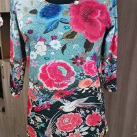 Шарена блуза с цветя, снимка 2 - Блузи с дълъг ръкав и пуловери - 43347666