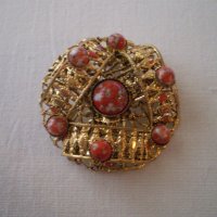 брошка Винтидж червени камани на петна - яспис, снимка 7 - Антикварни и старинни предмети - 40474152