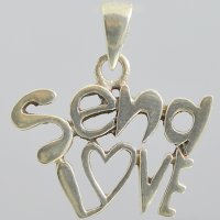 Риторичен сребърен медальон *Send love*, снимка 1 - Колиета, медальони, синджири - 43183070