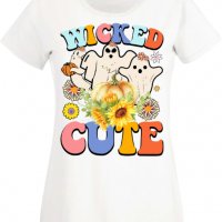 Дамска тениска Wicked cute,Halloween,Хелоуин,Празник,Забавление,Изненада,Обичаи,, снимка 2 - Тениски - 38154530