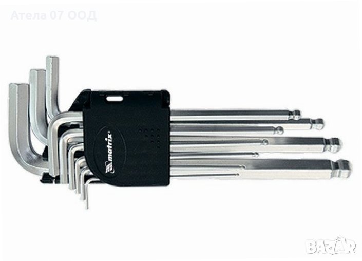 Комплект ключове имбусни (шестостенни), 1,5-10 mm, 9 бр., удължени, със сферична глава MTX, снимка 1