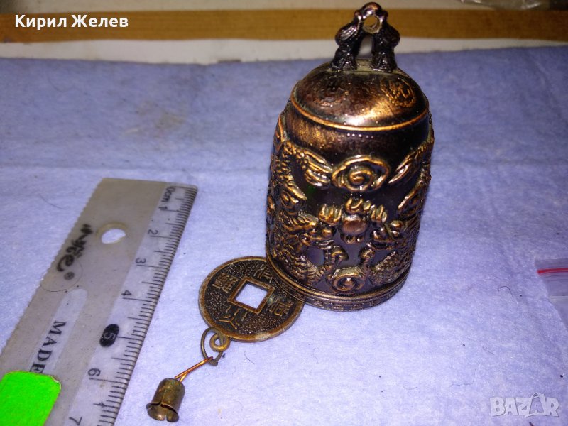КРАСИВА КИТАЙСКА ТРАДИЦИОННА ФЪН ШУЙ МЕСИНГОВА ПОМЕДНЕНА ОРНАМЕНТИРАНА КАМБАНКА ЗВЪНЧЕ 21441, снимка 1