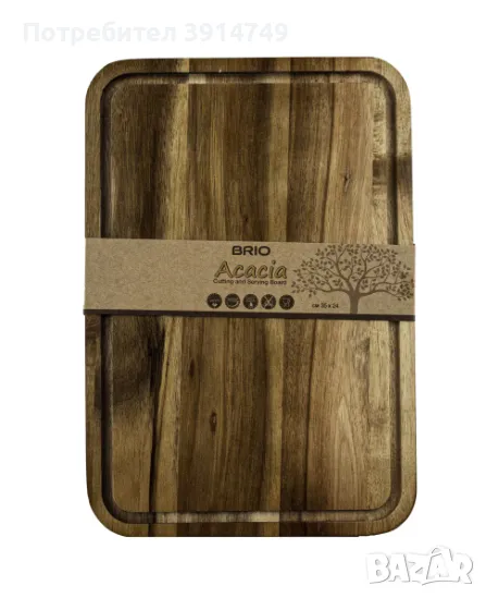 Голяма дървена дъска за рязане / сервиране, Акация, 35 х 24 х 1.4см *НОВА*, снимка 1
