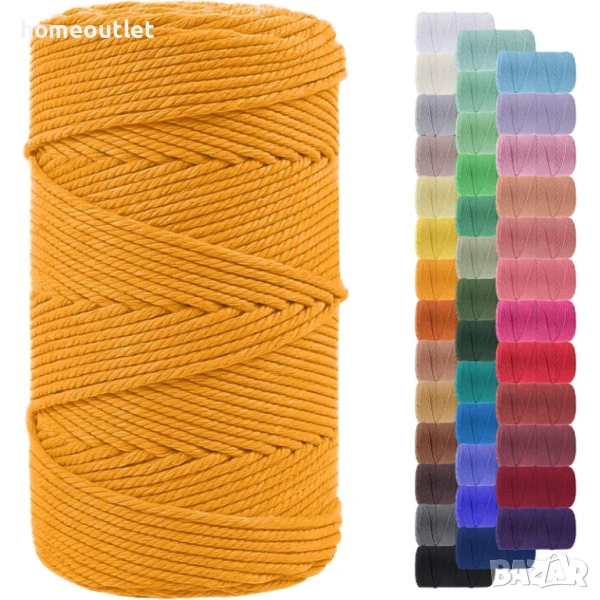 Памучен шнур / въже за макраме X001BZBVEF 4MM/200M GELB, снимка 1