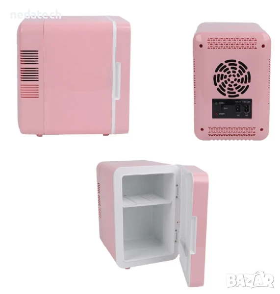 Мини козметичен хладилник с огледало и LED осветление, 23.5x14x13см - 4л., снимка 1