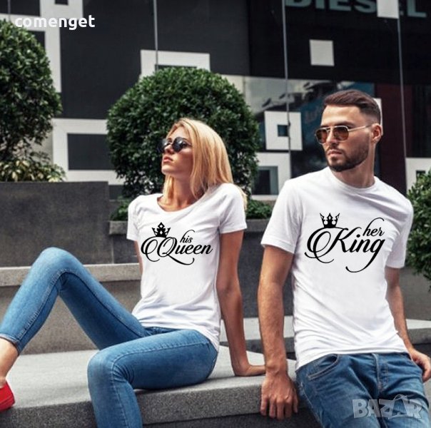 СВЕТИ ВАЛЕНТИН! За ВЛЮБЕНИ NEW KING & NEW QUEEN LOVE тениски! Поръчай модел С ТВОЯ ИДЕЯ!, снимка 1