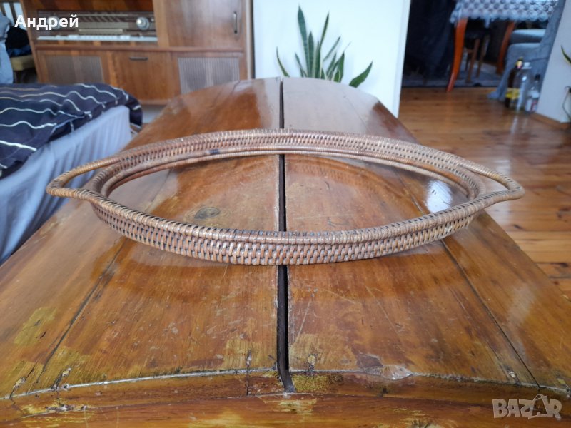 Стар плетен поднос, снимка 1